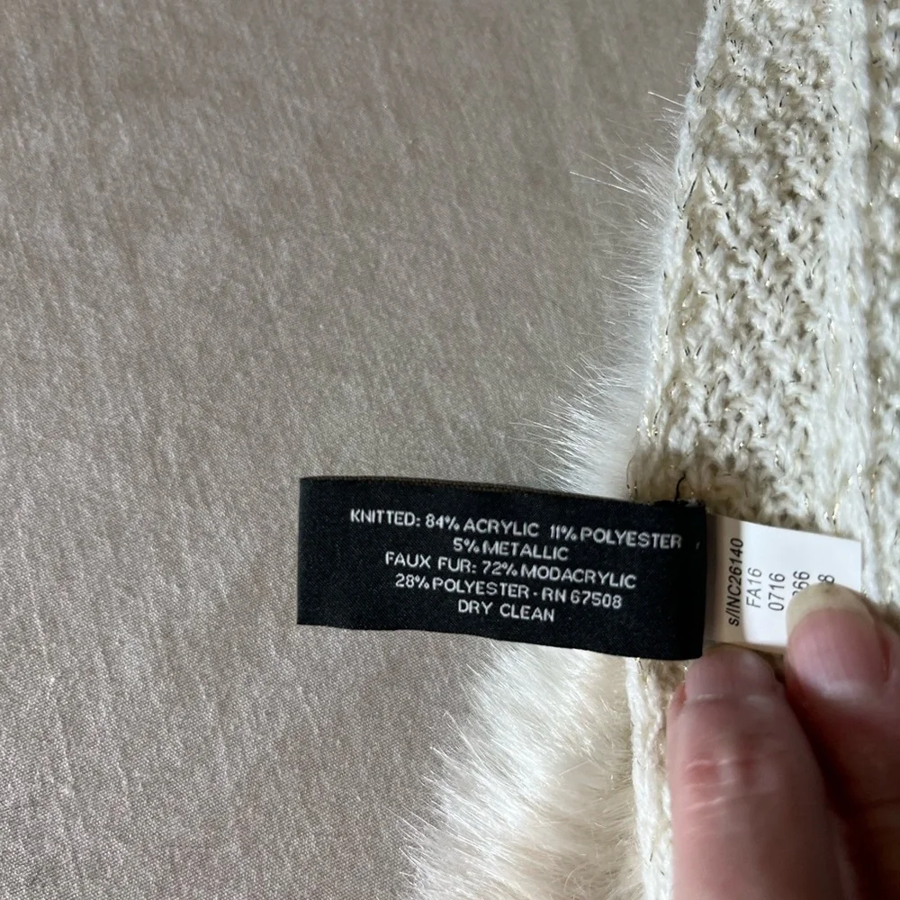 INC International Concepts Cream Knit Shawl - Picture 6 of 7